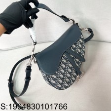 [JHL] 디올 새들백 스트랩 블루 디올 오블리크 자카드 앤 스무스 카프스킨 M0455 25.5*20*6.5cm