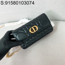 [JHL] 디올 미스 카로 파우치 체인 매크로까나쥬 램스킨 블랙 20*11.5*3.5cm 