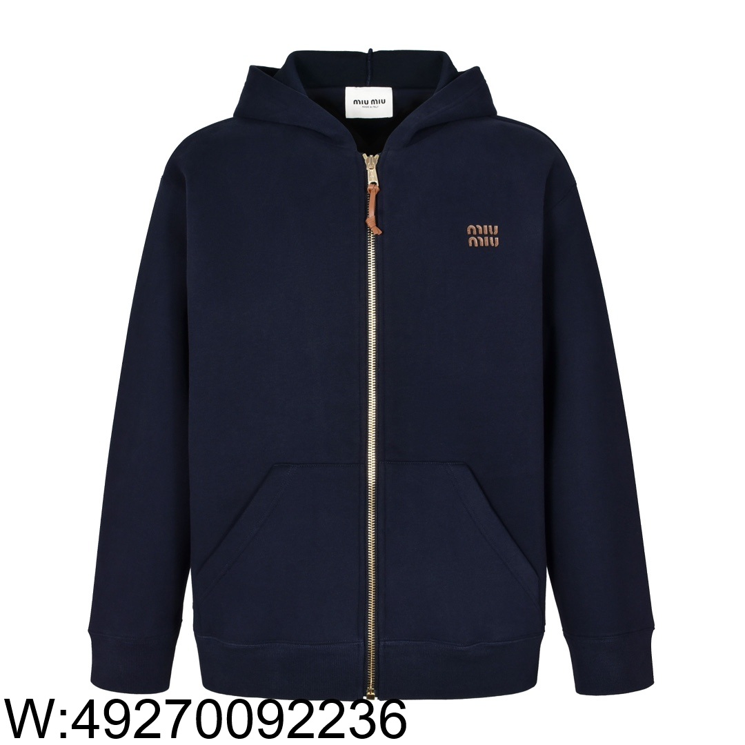 [잔디집2] 미우미우 24FW 브라운 모노그램 후드집업 네이비