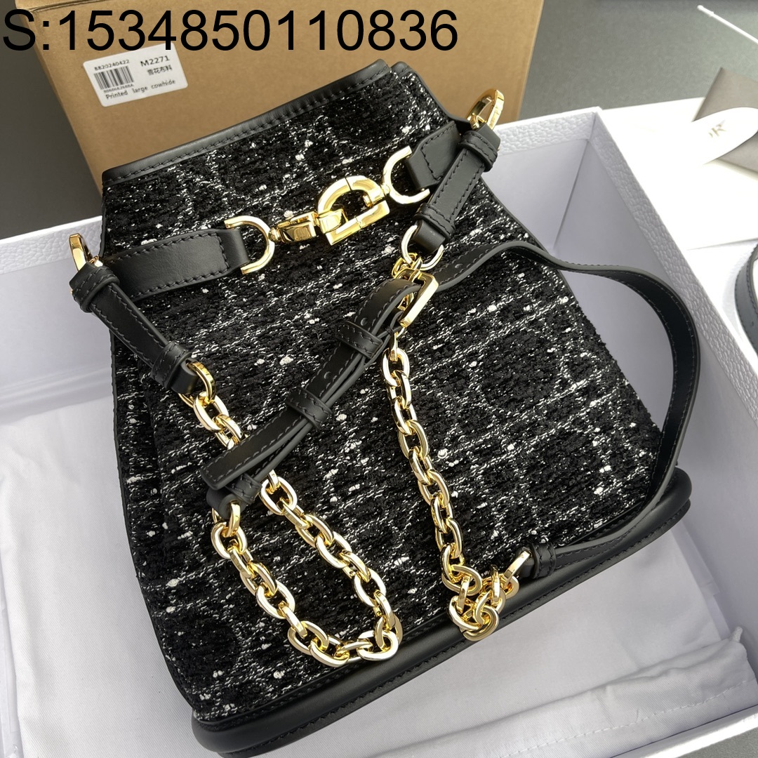 [JHL] 디올 미디움 세 디올 백 블랙 트위드 M2271 24.5*25*11cm 