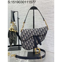 [JHL] 디올 라지 스트랩 새들백 블루 디올 오블리크 자카드 24*6*18cm 