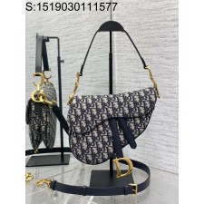[JHL] 디올 라지 스트랩 새들백 블루 디올 오블리크 자카드 24*6*18cm 