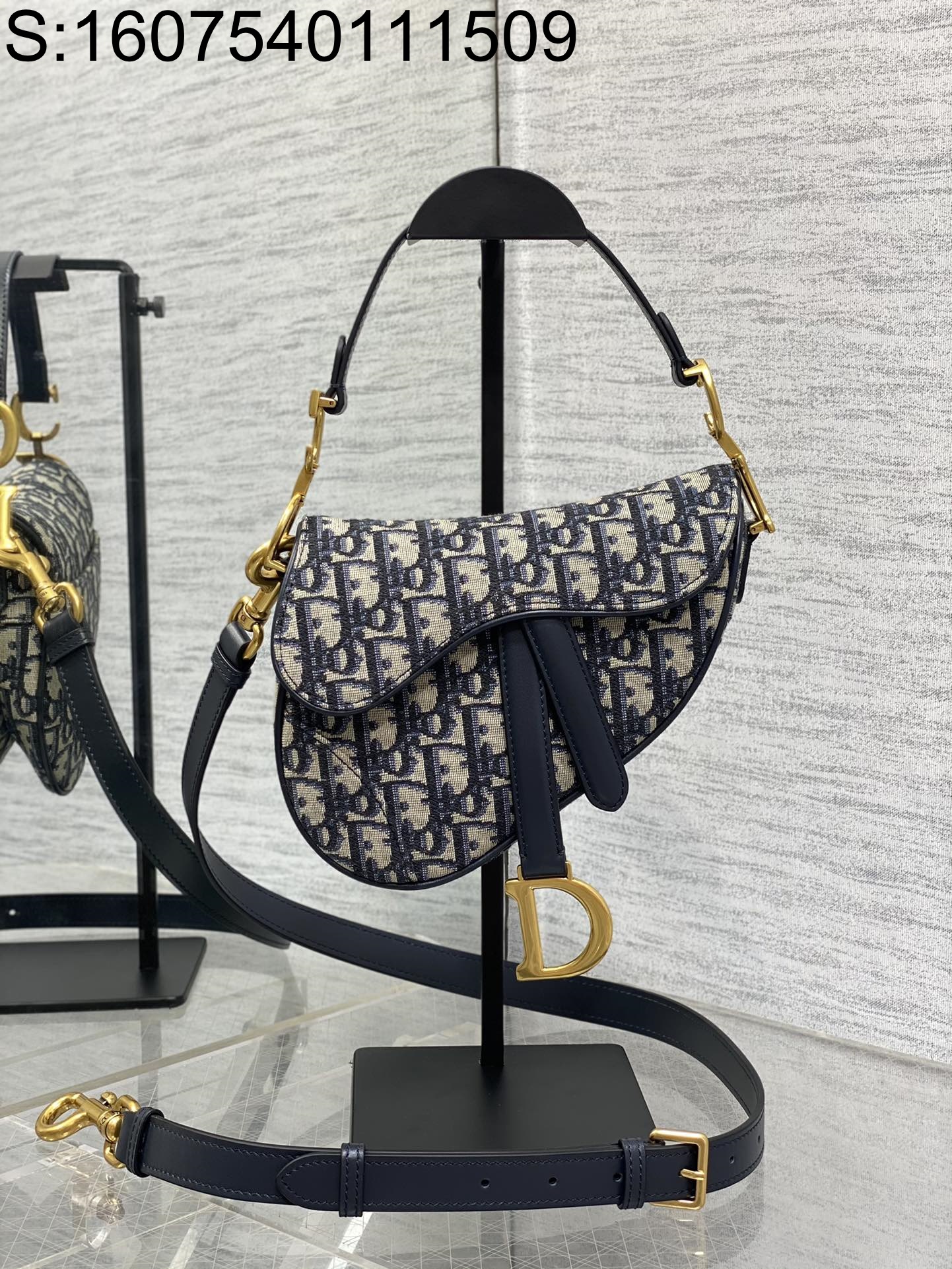 [JHL] 디올 스몰 스트랩 새들백 블루 디올 오블리크 자카드 17*5*15cm 
