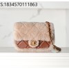 [JD] 샤넬 플랩백 시어링 램스킨 골드 메탈 베이지 브라운 24K CF 스몰 12*18*6cm 