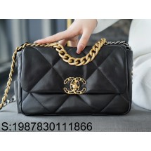 [JD] 샤넬 19 스몰 핸드백 램스킨 골드 메탈 블랙 26cm 