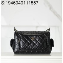 [JD] 샤넬 라지 카메라 케이스 샤이니 크럼플드 램스킨 골드 메탈 블랙 24K 18*24*17cm 