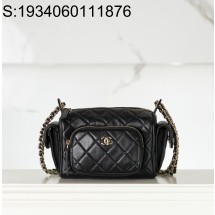 [JD] 샤넬 스몰 카메라 케이스 샤이니 크럼플드 램스킨 골드 메탈 블랙 24K 13*23*15cm 