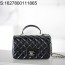 [JD] 샤넬 핸들 장식의 미니 플랩백 페이턴트 카프스킨 골드 메탈 블랙 12*20*6cm
