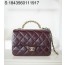 [JD] 샤넬 핸들 장식의 라지 플랩백 샤이니 램스킨 골드 메탈 버건디 24B 25*17*8cm 