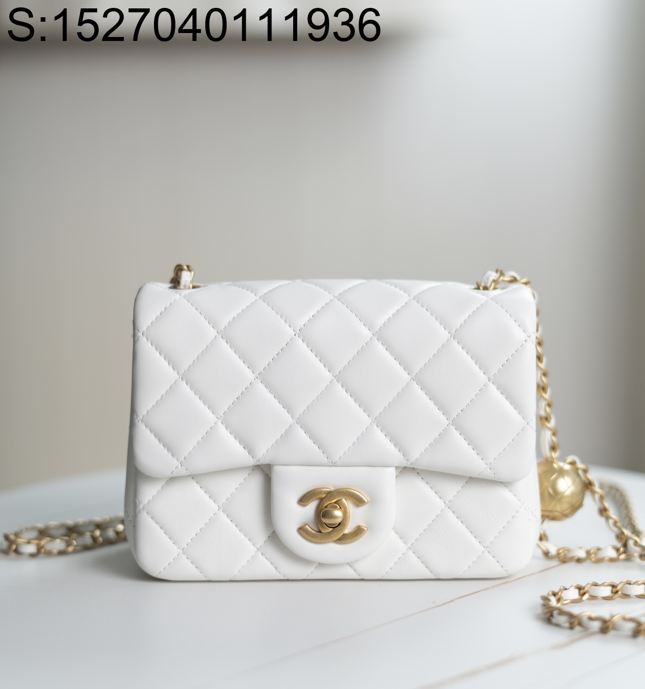 [JD] 샤넬 미니 플랩백 램스킨 골드 메탈 볼 23K 화이트 13*18*7cm