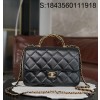 [JD] 샤넬 핸들 장식의 라지 플랩백 샤이니 램스킨 골드 메탈 블랙 24B 25*17*8cm 