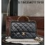 [JD] 샤넬 핸들 장식의 라지 플랩백 샤이니 램스킨 골드 메탈 블랙 24B 25*17*8cm 
