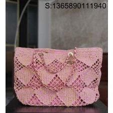 [JD] 샤넬 라지 쇼핑백 라피아 이펙트 브레이드 골드 멜탈 베이지 핑크 52*37cm 