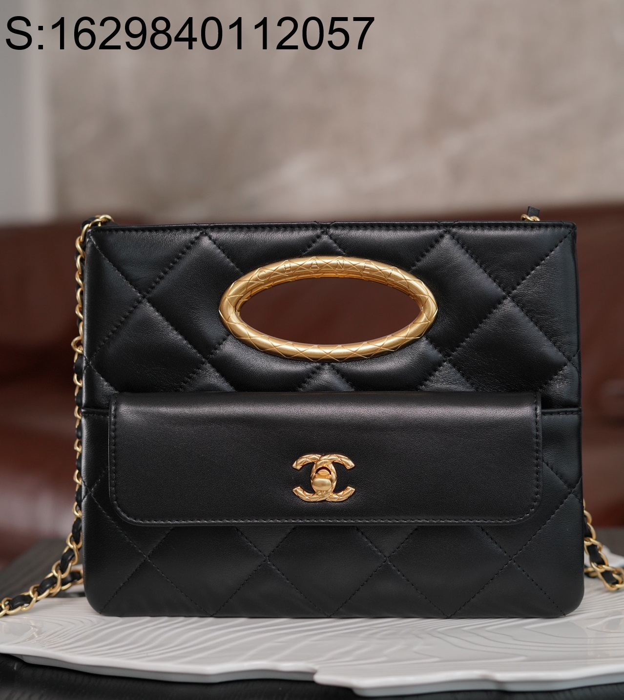 [JD] 샤넬 클러치 램스킨 골드 메탈 블랙 24B 19*25*3cm 