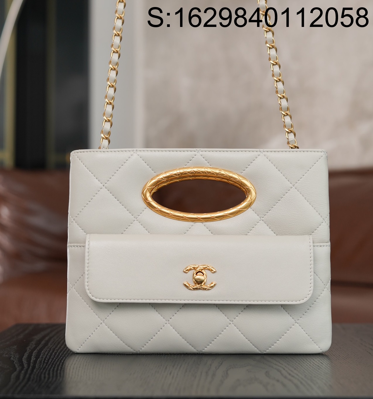 [JD] 샤넬 클러치 램스킨 골드 메탈  라이트 그레이 24B 19*25*3cm 