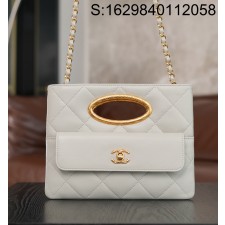 [JD] 샤넬 클러치 램스킨 골드 메탈  라이트 그레이 24B 19*25*3cm 