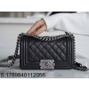[JD] 샤넬 보이 샤넬 스몰 플랩백 그레인드 카프스킨 루테늄 메탈 블랙 12*20*8.5cm 