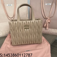[JHL] 미우미우 마테라쎄 나파 레더 핸드백 5BG263 24*20.5*8cm 밀크티 