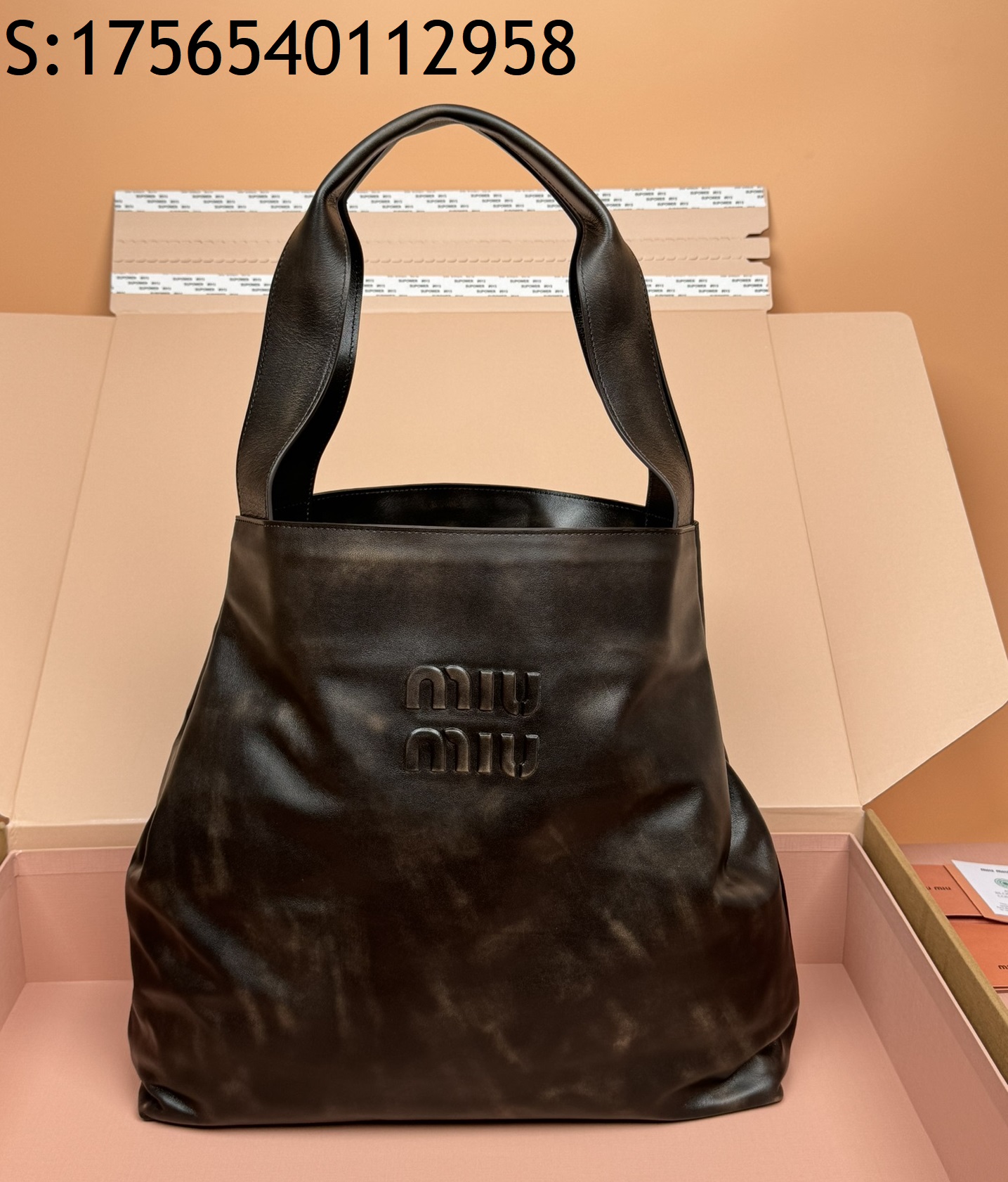 [JHL] 미우미우 나파 호보백 숄더백 샴브레이 로고 샌들 커피 5BC119 38.5*39*11cm