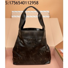 [JHL] 미우미우 나파 호보백 숄더백 샴브레이 로고 샌들 커피 5BC119 38.5*39*11cm