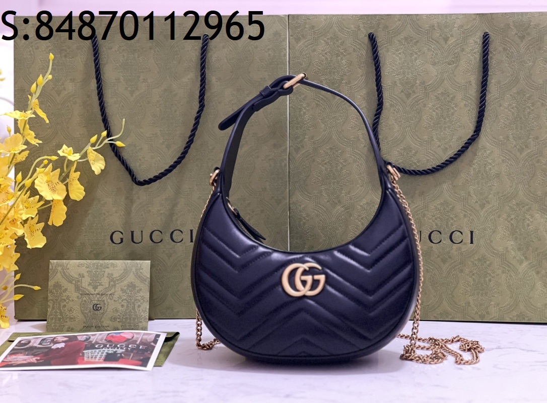 [JHL] 구찌 GG 마몽 하프 문 쉐이프 미니백 699514 21.5*11*5cm 블랙