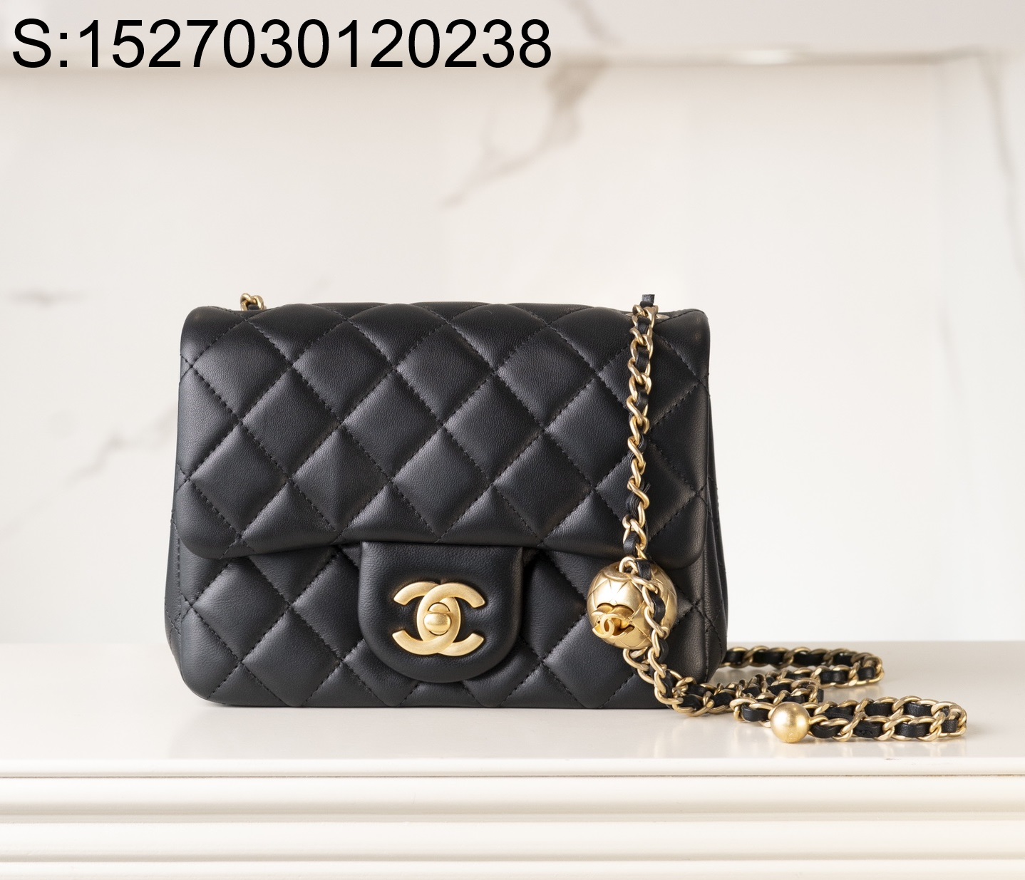 [JD] 샤넬 미니 플랩백 램스킨 골드 메탈 볼 24K CF 블랙 13*18*7cm