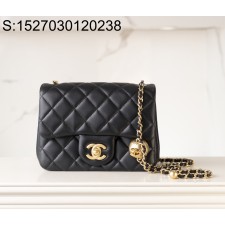 [JD] 샤넬 미니 플랩백 램스킨 골드 메탈 볼 24K CF 블랙 13*18*7cm