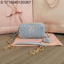 [JHL] 미우미우 마테라쎄 나파 가죽 미니백 5BP0 18*10*5cm 남회색 