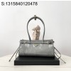 black frame 공장 프라다 보니 미디엄 가죽 핸드백 1BA426 32*15.5*12cm 그레이 