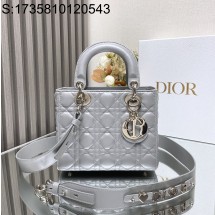 [JHL] 디올 스몰 레이디백 메탈릭 실버 금장 M0505 20*8.5*17cm 
