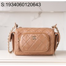 [JD] 샤넬 스몰 카메라 케이스 샤이니 크럼플드 램스킨 골드 메탈 누드 24K 13*23*15cm 