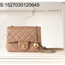 [JD] 샤넬 미니 플랩백 램스킨 골드 메탈 볼 24K CF 누드 13*18*7cm 