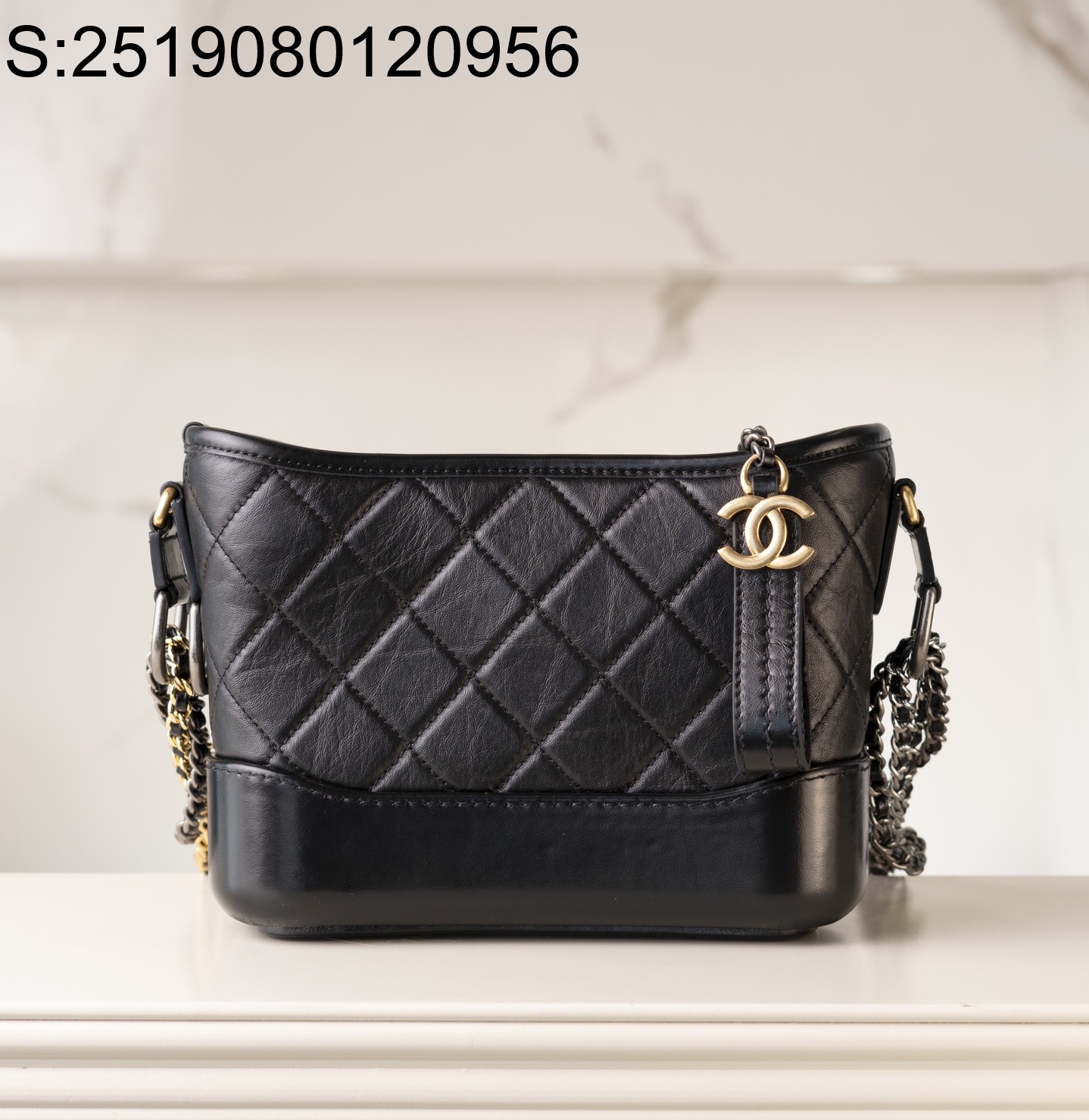 [JD] 샤넬 가브리엘 스몰 호보백 빈티지 카프스킨 골드 메탈 블랙 15*20*8cm 