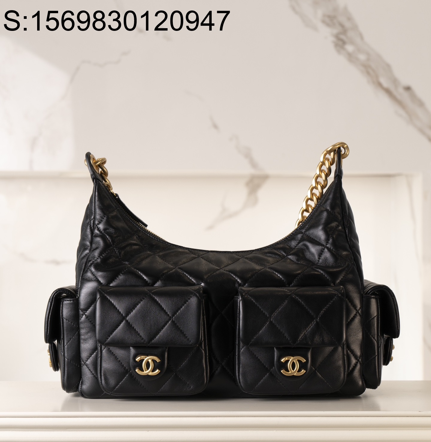 [JD] 샤넬 25C 투포켓 호보백 블랙 빈티지금장 램스킨 27*35*8cm