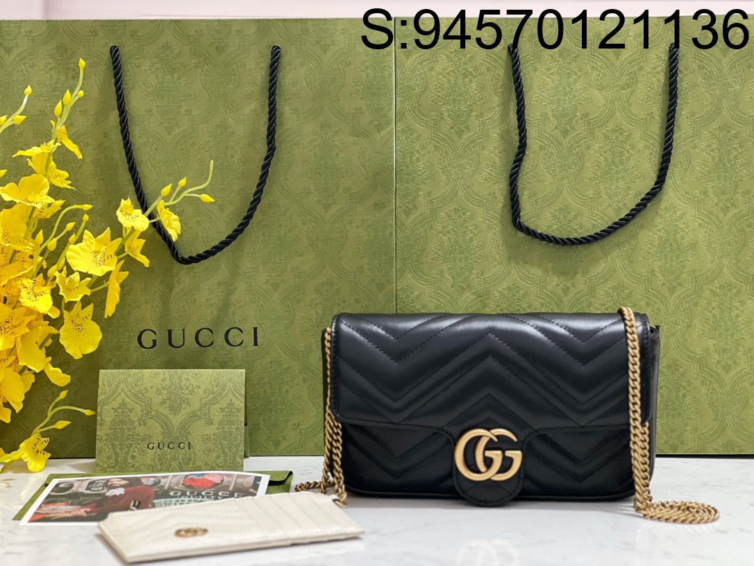 [JHL] 구찌 GG 마몽 미니 카드 케이스 체인 지갑 751526 21*12*5cm 블랙 