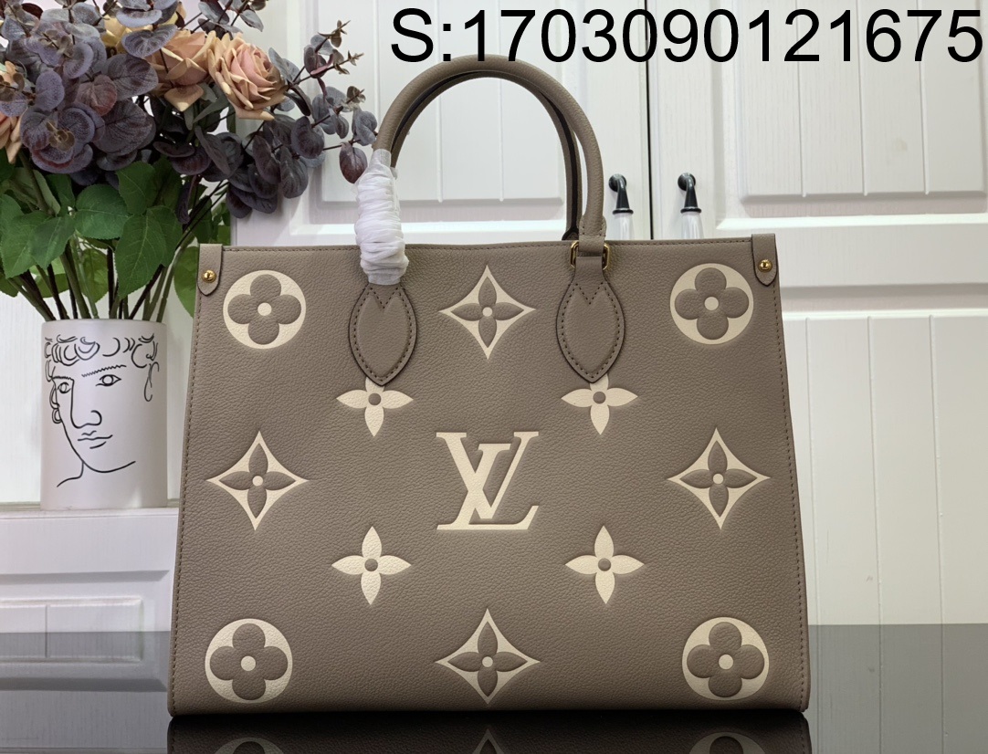[88factory] 루이비통 온더고 MM 바이컬러 모노그램 앙프렝뜨 레더 도브 그레이 크렘 M45494 27*14*35cm 