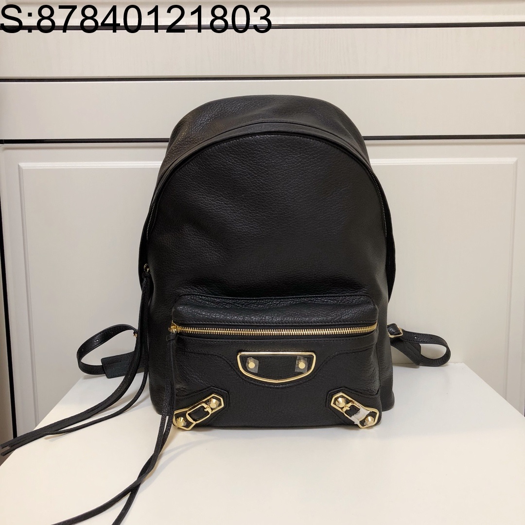 [dxg] 발렌시아가 르 카골 백팩 램스킨 28*37*13cm 블랙 샤이니 골드 장식 