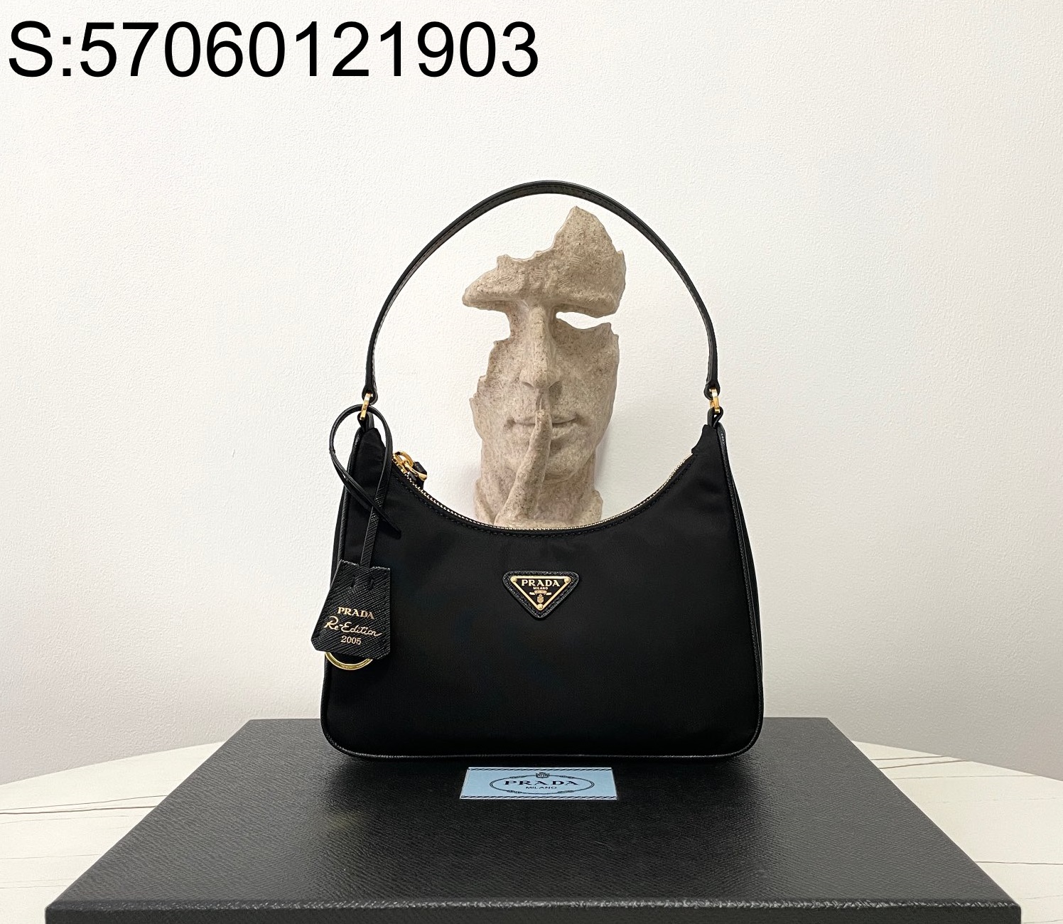black frame 공장 프라다 리에디션 리나일론 미니백 1NE204 23*17*6cm 금장 블랙 