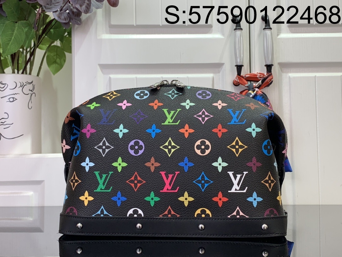 [88factory] 루이비통 X 무라카미 타카시 코스메틱 파우치 GM 멀티컬러 M13743 블랙 27*18*9cm