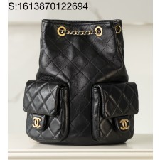 [JD] 샤넬 백팩 샤이니 램스킨 골드 메탈 블랙 25C 24.5*18*8cm 