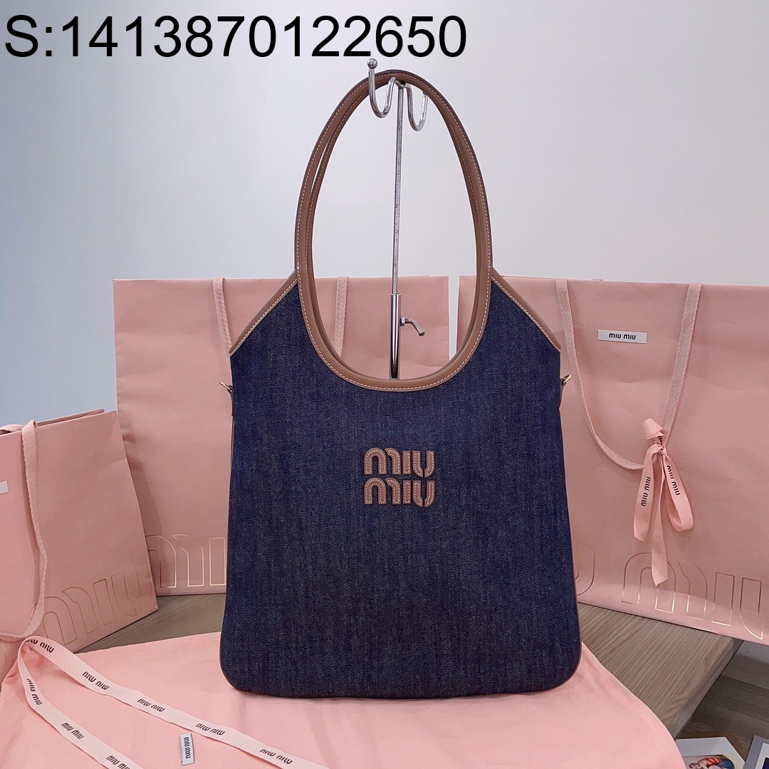 [JHL] 미우미우 아이비 데님 백 35*40cm 5BG231 네이비 