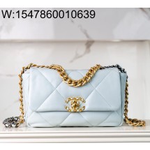 [JD] 샤넬 19 스몰 핸드백 램스킨 골드 메탈 연하늘색 26cm  