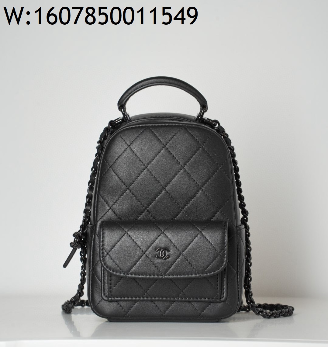 [JD] 샤넬 25C 클래식 체인 핸드폰 홀더 샤이니 그레인드 카프스킨 쏘 블랙 18*13*9cm 