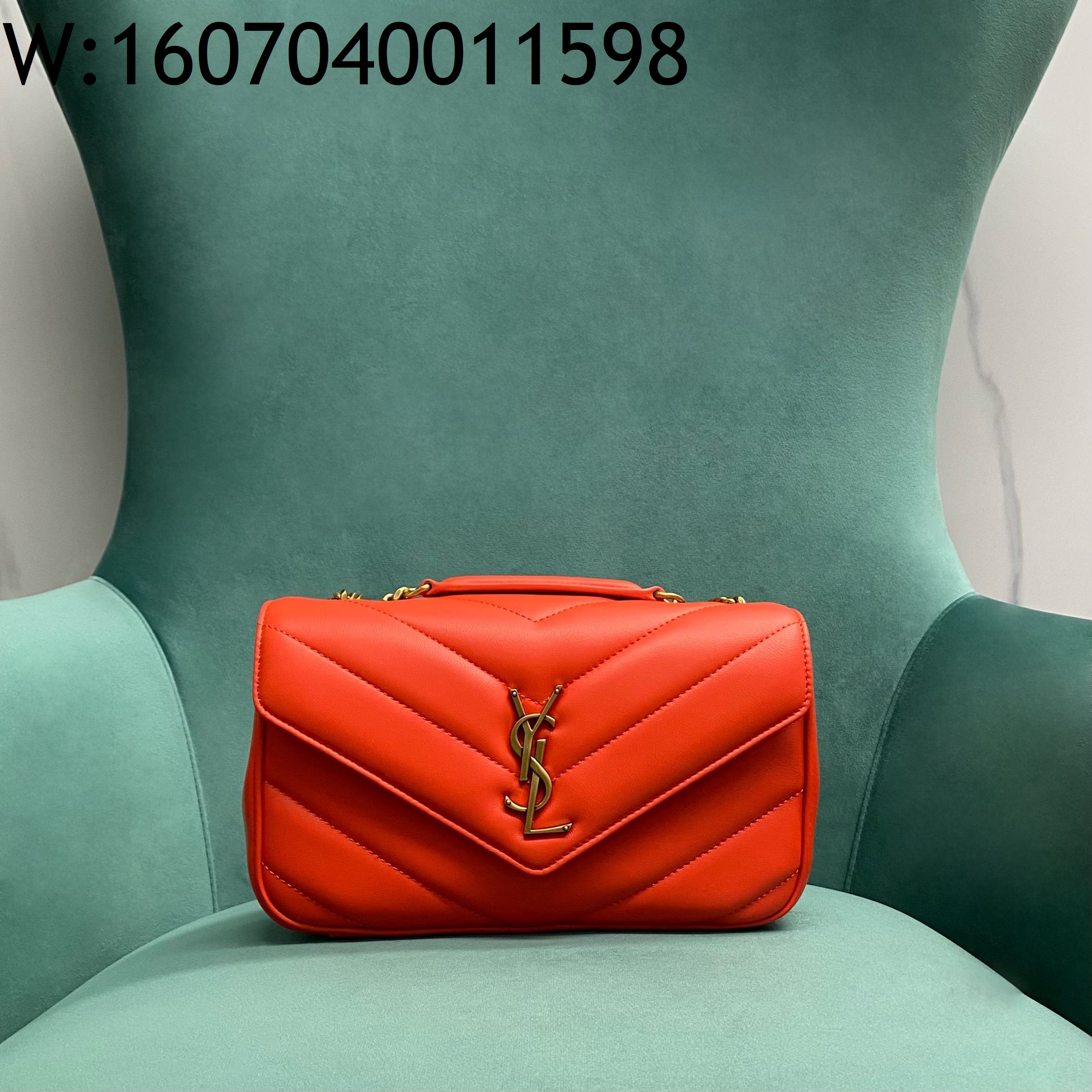 Pomegrante 생로랑 MATELASSE 램스킨 소재의 LOULOU 루루 스몰백 801437 24*14*6cm 등적색
