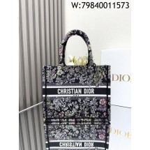 [JHL] 디올 스몰 디올 북 토트 D 플로럴 자수 멀티컬러 26.5*21*14cm 블랙 
