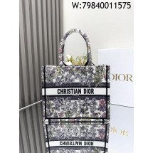 [JHL] 디올 스몰 디올 북 토트 D 플로럴 자수 멀티컬러 26.5*21*14cm 화이트 