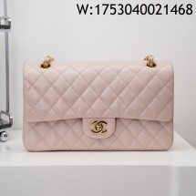 [JD] 샤넬 소가죽 캐비어 금장 클래식 플랩백 25cm 핑크 미디엄