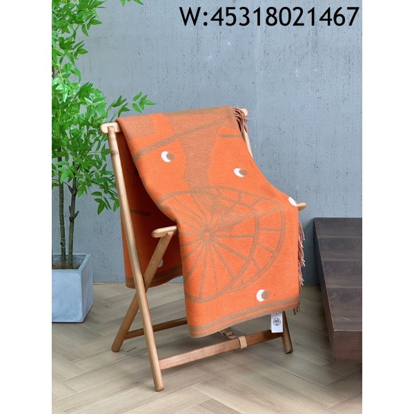 AGG 에르메스 말 Cheval Cabriolet 플래드 담요 140*180cm 오랜지
