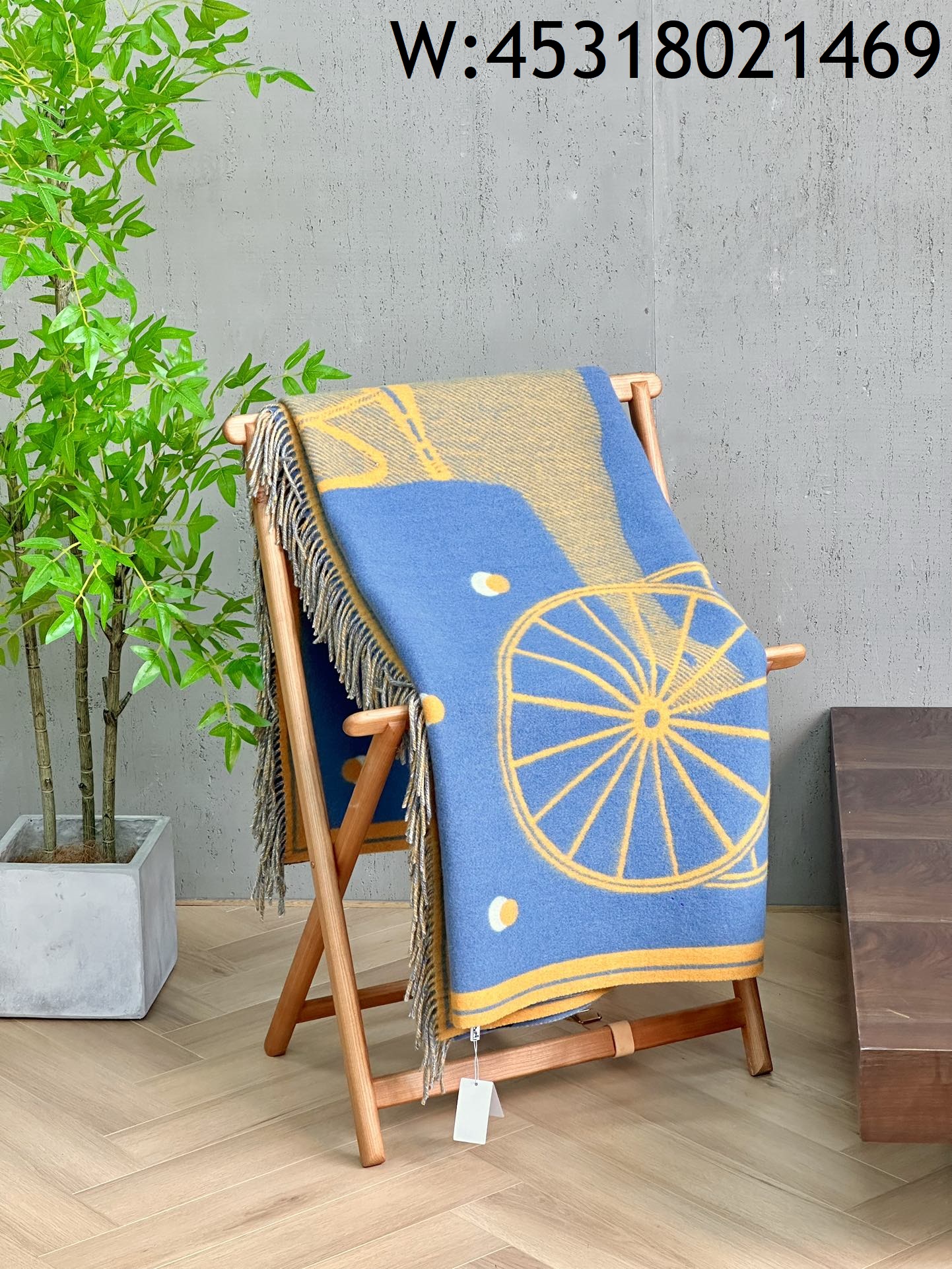 AGG 에르메스 말 Cheval Cabriolet 플래드 담요 140*180cm 블루