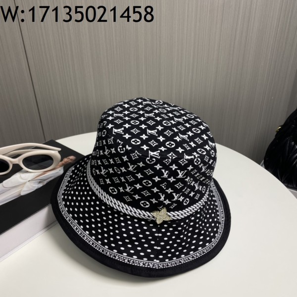 AGG 루이비통 올 오버 모노그램 버킷햇 모자 블랙